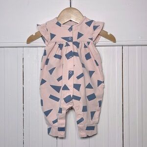 TINY CITIZENS EUC High End Boutique Pink Geometric Print Jumpsuit